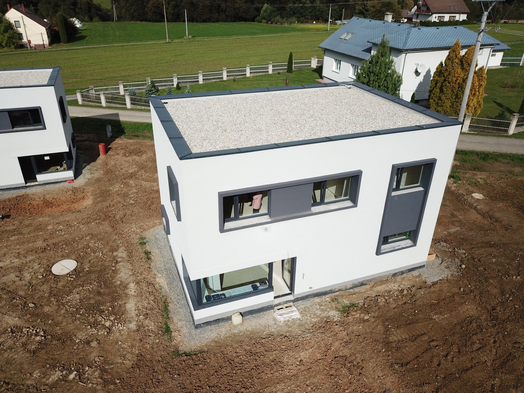 Letecký pohled na výstavbu